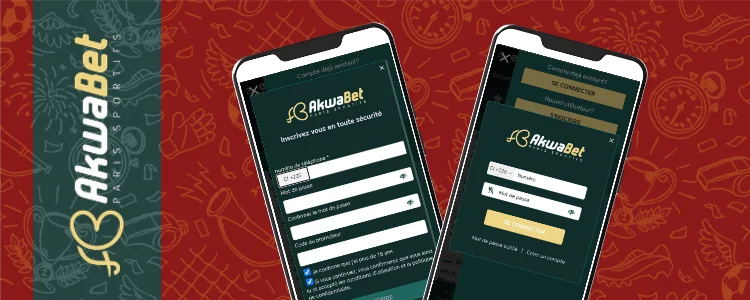 Akwabet inscription depuis un téléphone