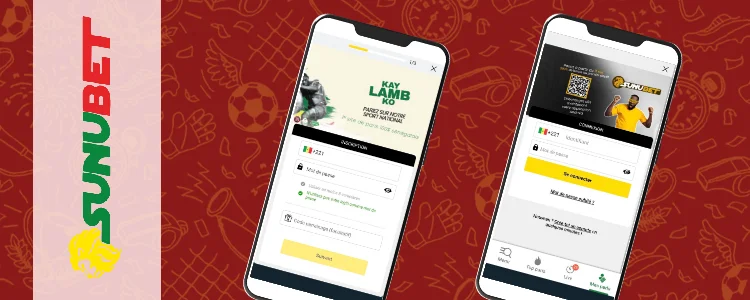 Sunubet inscription depuis le téléphone