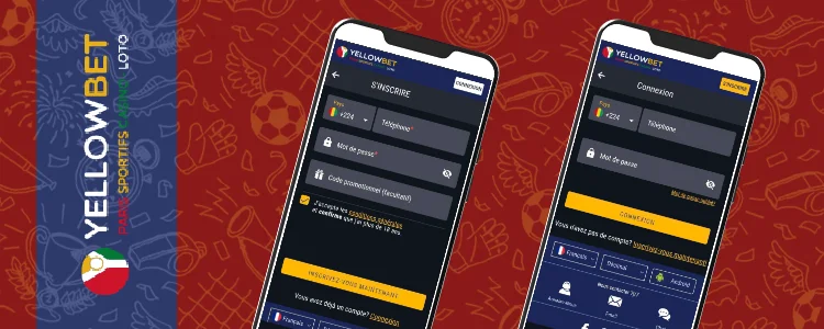 Mon inscription Yellowbet en Guinée sur mobile